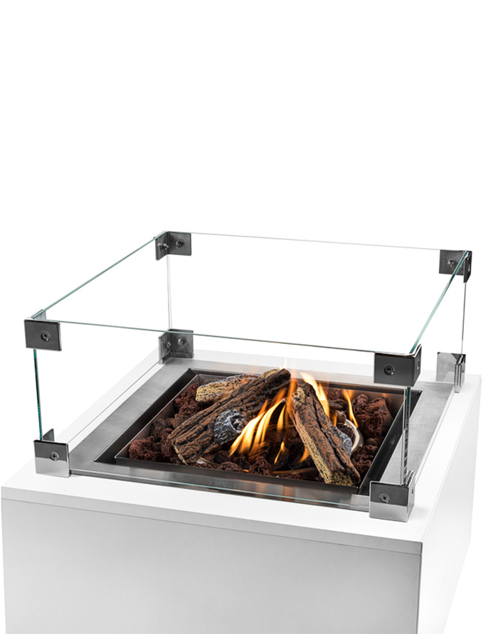 Cocoon Table Inbouwbrander Vierkant Groot Met Vuur